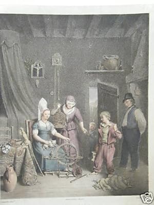 LITHOGRAPHIE EN COULEUR 19è - PETIT MARCHAND D'OISEAUX