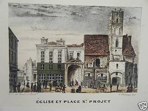 LITHOGRAPHIE GOUACHEE GOMMEE DE PHILIPPE 19è BORDEAUX