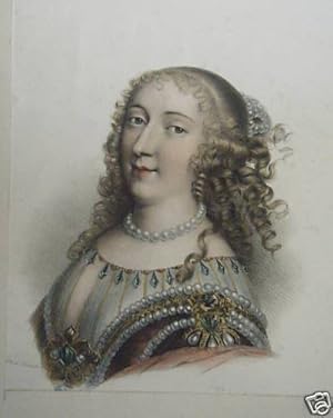 LITHOGRAPHIE GOUACHEE GOMMEE DE DELPECH 19ème MADEMOISELLE DE MONTPENSIER