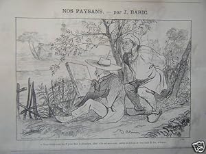 LITHOGRAPHIE DE BARIC 19ème NOS PAYSANS LE PEINTRE