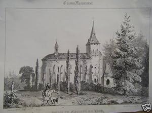 LITHOGRAPHIE 19ème EGLISE SAINT JULIEN EN BORN LANDES