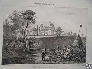 LITHOGRAPHIE 19ème CHATEAU DE CHATILLON LANDES