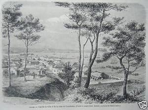 GRAVURE SUR BOIS 19ème VILLE ET RADE DE YOKOHAMA JAPON