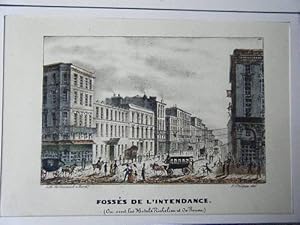 LITHOGRAPHIE GOUACHEE GOMMEE 19ème BORDEAUX FOSSES DE L' INTENDANCE