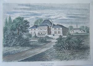 GRAVURE SUR BOIS 19è CHATEAU SAINT GERY FAMILLE CHAUVIN