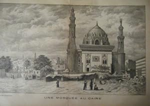 GRAVURE SUR BOIS 19ème UNE MOSQUEE A LE CAIRE EGYPTE