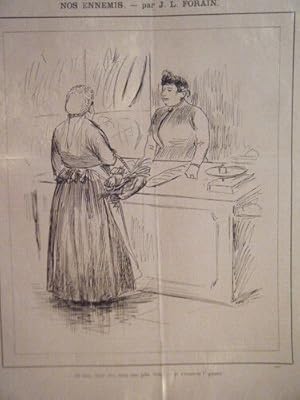 GRAVURE 19è DE J.L. FORAIN NOS ENNEMIS LA BOULANGERE