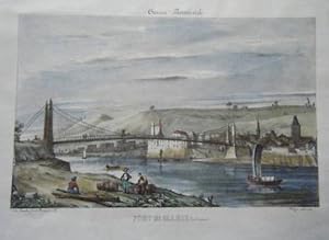 LITHOGRAPHIE AQUARELLEE 19ème PORT STE MARIE LOT GARONNE