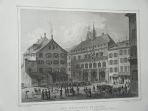 GRAVURE SUR ACIER 19ème MAISON DE VILLE BALE SUISSE