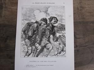 LITHOGRAPHIE DE GAVARNI 19 ème LA MASCARADE HUMAINE VOYAGEUR