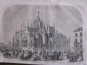 GRAVURE SUR BOIS 19ème LA CATHEDRALE DE MILAN ITALIE