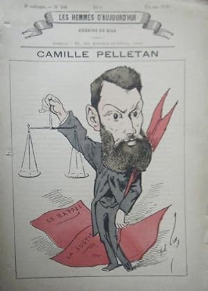 POCHOIR de GILL 19ème CAMILLE PELLETAN ECRIVAIN JOURNALISTE HOMME POLITIQUE