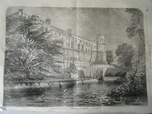 GRAVURE SUR BOIS 19ème CHATEAU DE WARWICK ANGLETERRE