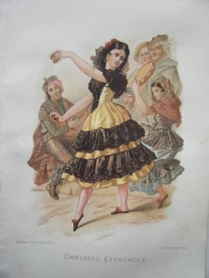 CHROMOLITHOGRAPHIE 19ème DANSEUSE ESPAGNOLE ESPAGNE