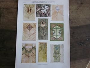 PLANCHE N° 7 JOURNAL DECORATION ART NOUVEAU COMPOSITIONS POUR MARQUETERIE