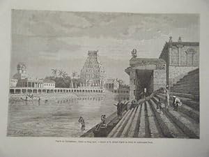 GRAVURE SUR BOIS 1867 PAGODE DE CHILLAMBARAN INDE