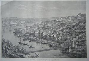 GRAVURE SUR BOIS 19ème VUE DE PORTO PORTUGAL