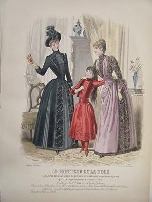 GRAVURE COULEUR 19ème siècle LE MONITEUR DE LA MODE