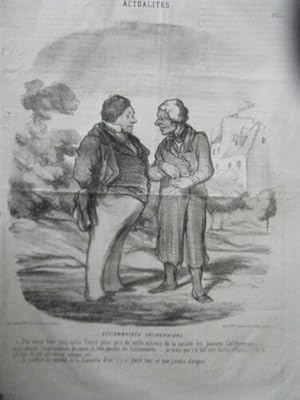 LITHOGRAPHIE DE DAUMIER 19è ACTUALITES ACTIONNAIRES CALIFORNIENS