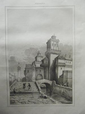 GRAVURE SUR ACIER ORIGINALE 19ème FERRARE ITALIE