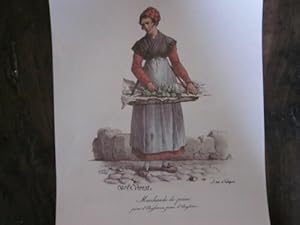 GRAVURE COULEUR DE CARLE VERNET TIRAGE 20 ème METIER MARCHANDE DE POIRES