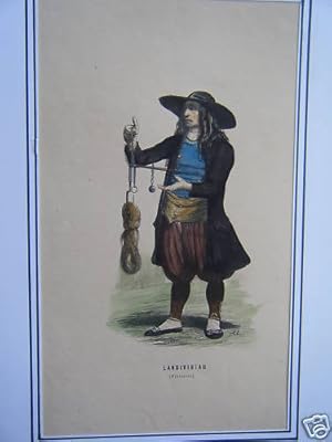 LITHOGRAPHIE COULEUR 19ème LANDIVISIAU FINISTERE