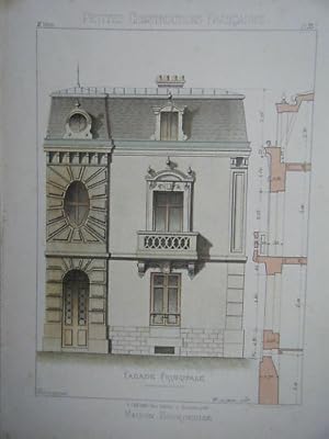 GRAVURE COULEUR 20è ARCHITECTURE CONSTRUCTION FRANCAISE