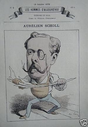 GRAVURE DE GILL POCHOIR 19è AURELIEN SCHOLL NE BORDEAUX