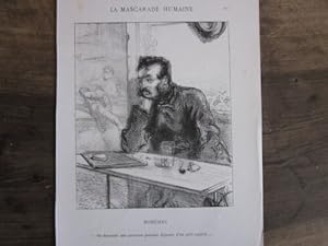 LITHOGRAPHIE DE GAVARNI 19 ème LA MASCARADE HUMAINE BOHEMES