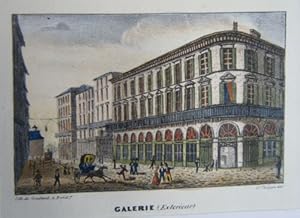 LITHOGRAPHIE GOUACHEE GOMMEE DE CONSTANT 19ème BORDEAUX GALERIE EXTERIEUR