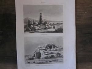 GRAVURE SUR ACIER 19ème SICILE SELINUNTE TOMBEAU D ARCHIMEDE ITALIE