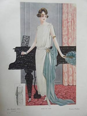 GRAVURE COULEUR 20ème LA FEMME CHIC ROBE DU SOIR