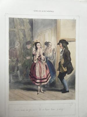 LITHOGRAPHIE DE EMY GOUACHEE GOMMEE SCENE VIE THEATRALE