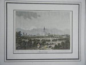 GRAVURE SUR ACIER AQUARELLEE 19ème STRASBOURG ALSACE