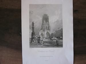 GRAVURE SUR ACIER 19ème CATHEDRALE DE BERNE SUISSE