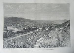 GRAVURE SUR BOIS 19ème VUE DE GUEBWILLER ALSACE