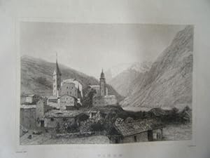 GRAVURE SUR ACIER 19ème VUE DE VIEGE SUISSE