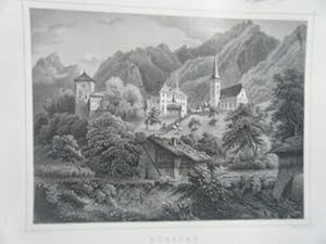 GRAVURE SUR ACIER 19ème BÜRGLEN SUISSE