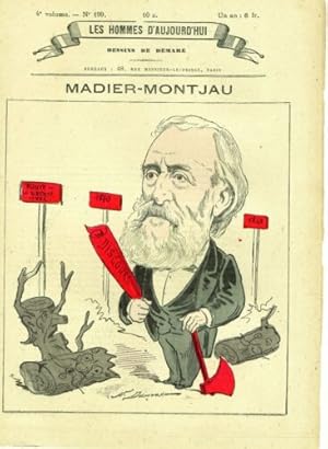 GRAVURE POCHOIR DE DEMARE 19è MADIER-MONTJAU HOMME POLITIQUE NE NIMES