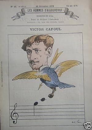 GRAVURE DE GILL POCHOIR 19ème VICTOR CAPOUL TENOR NE A TOULOUSE