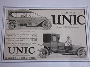 COMPOSITION 20 ème PUBLICITE AUTOMOBILE UNIC