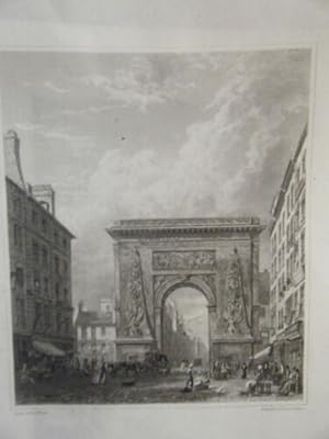 GRAVURE SUR ACIER 1820 DE FREDERIK NASH PARIS PORTE SAINT DENIS