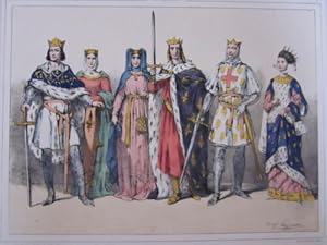 LITHOGRAPHIE COULEUR 19ème LES CAPETIENS PHILIPPE II DIT AUGUSTE