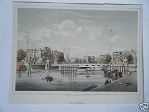 LITHOGRAPHIE COULEUR 19ème KONINGSBRUG PAYS BAS