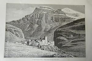 GRAVURE SUR BOIS 19ème MONT ARRUEGO ET TORIA ESPAGNE