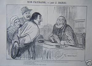 LITHOGRAPHIE DE BARIC 19ème NOS PAYSANS LE MAIRE