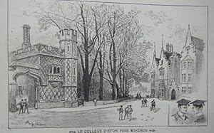 GRAVURE SUR BOIS DE ROBIDA 19è COLLEGE ETON ANGLETERRE