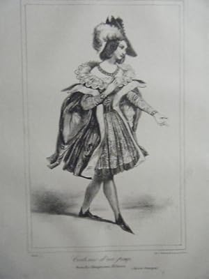 LITHOGRAPHIE OPERA COMIQUE CHAPERON BLANC COSTUME PAGE