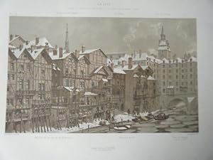 LITHOGRAPHIE COULEUR DE HOFFBAUER 19ème PARIS LA CITE