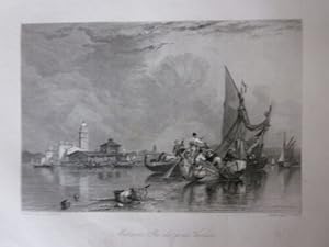 GRAVURE SUR ACIER 19 ème ILE DE MURANO PRES DE VENISE ITALIE